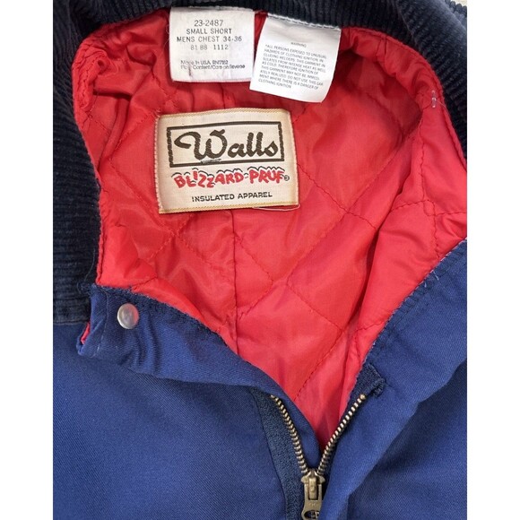 VTG Walls Blizzard -Pruf Insulated Coveralls Mens Small Short USA Navy Workwear - Picture 4 of 11